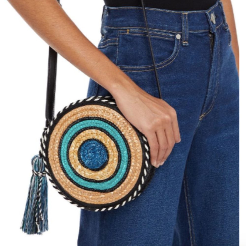Rebecca Minkoff Straw Circle Crossbody Bag, Blue Multi